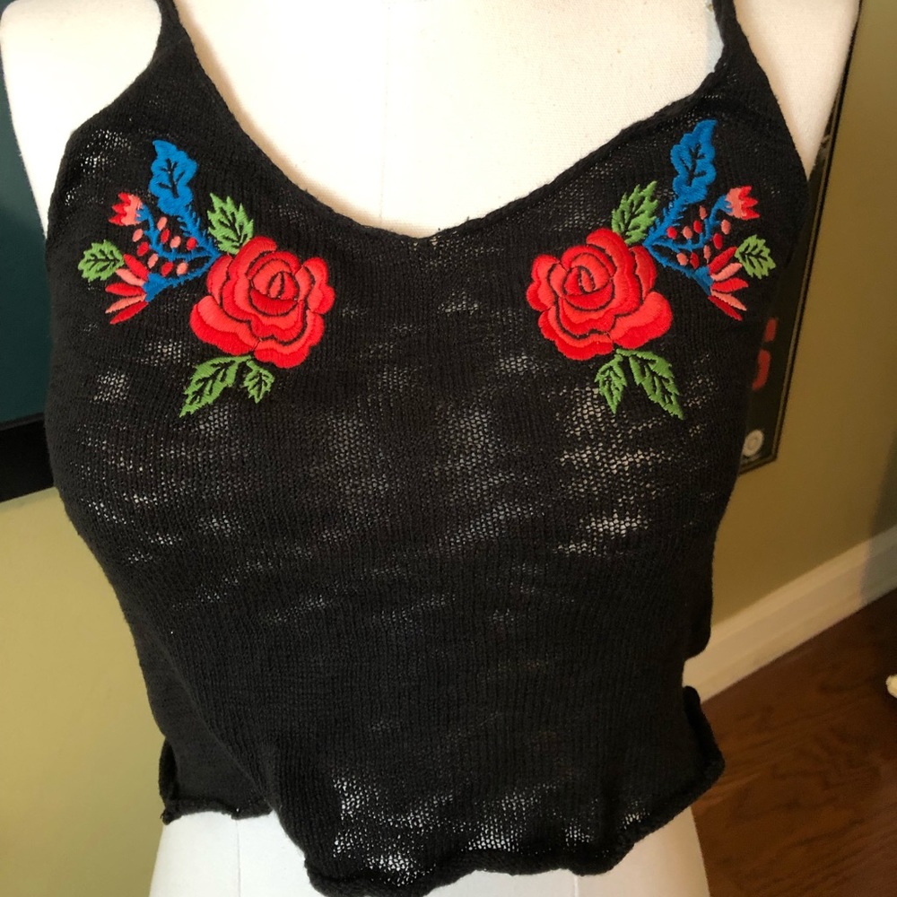 Nwt! H&M knit cropped black tank top! XS